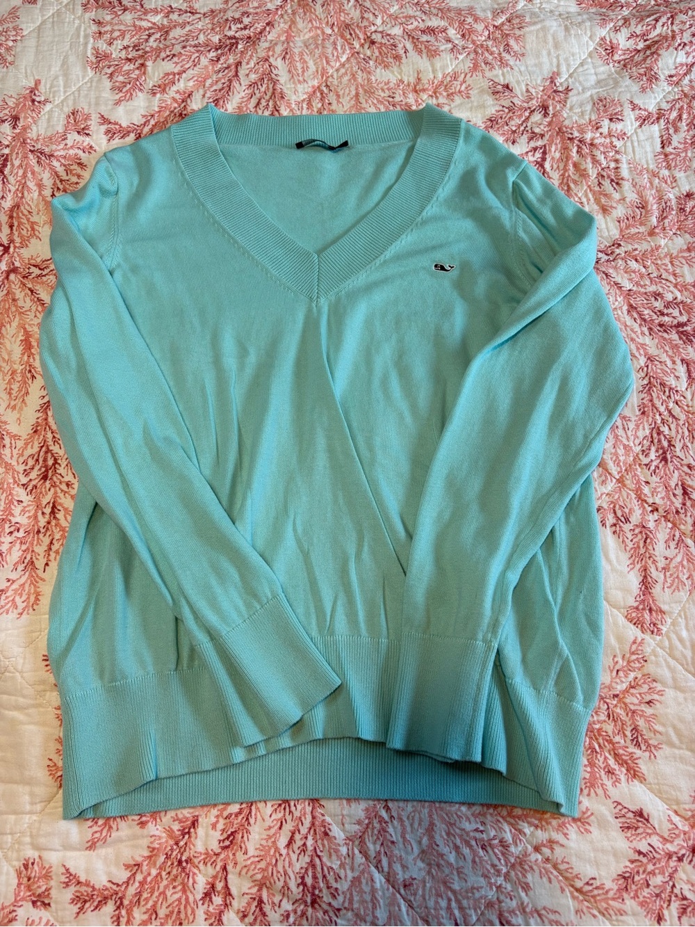 Vineyard Vines Women's Teal V-Neck Sweater
